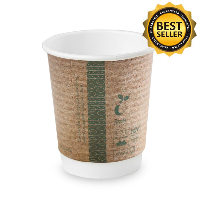 12oz Takeaway Coffee Cups – Double Wall (Kraft)